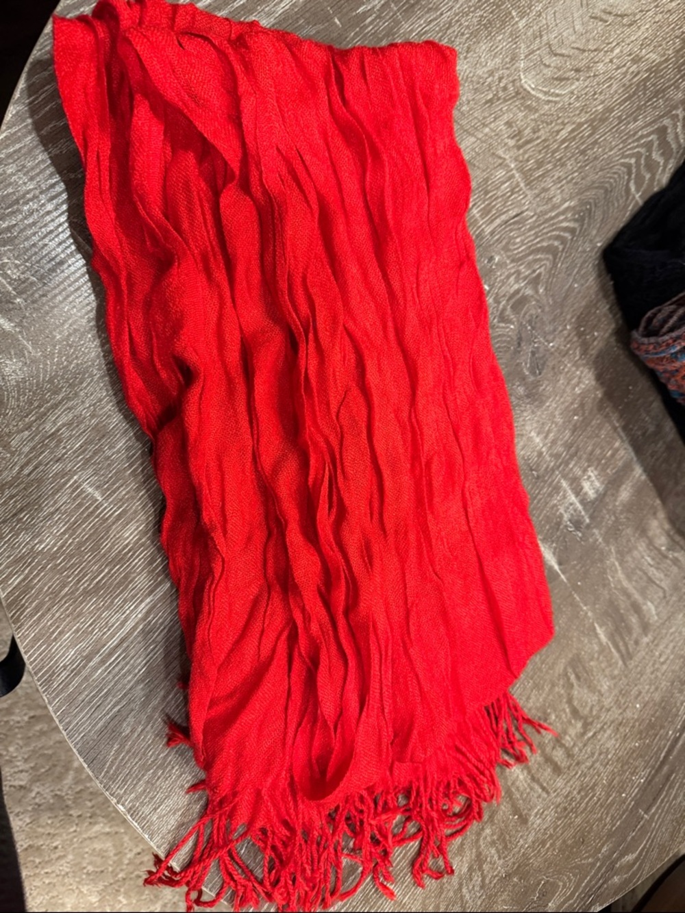 Red Textured Fringe Throw Scarf - Unbranded
